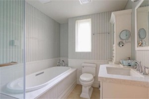 卫生间是浴缸设计，不过站在浴缸淋浴也可以。