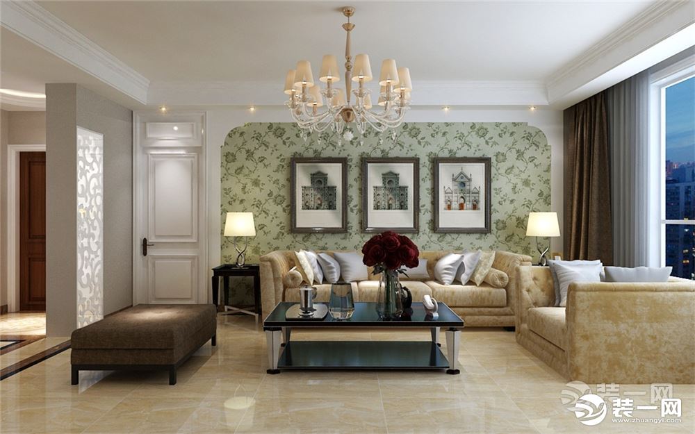 泰安品诺装饰山语观邸120平米简约混搭风格装修效果图沙发背景墙