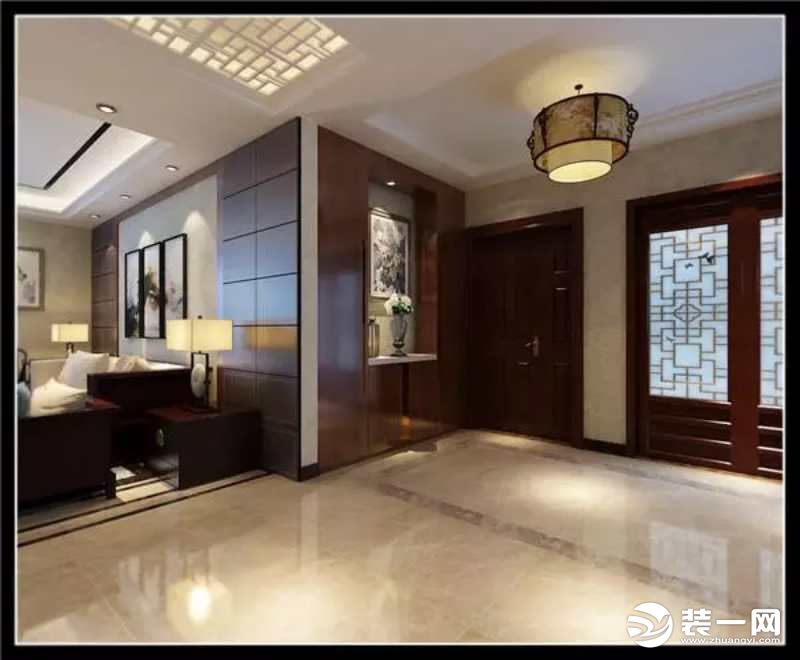 中式风格：走廊客厅视角