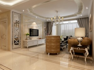室内布局多采用对称的手法，以白、黄、金三色系为主。