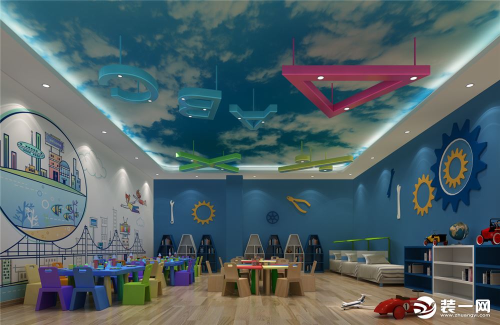 幼儿园室教室一装修效果图-河南蓝禾装饰设计公司幼儿园装修效果图
