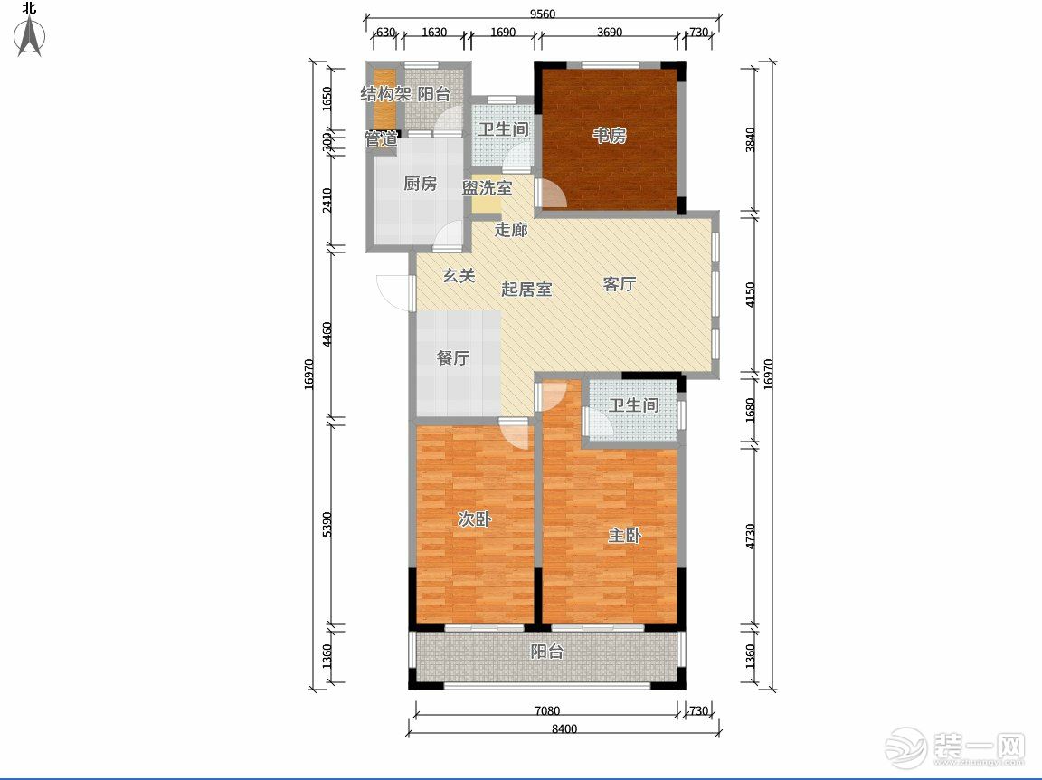 优山美地徐姐130㎡简约风格家装完工实拍原始结构图