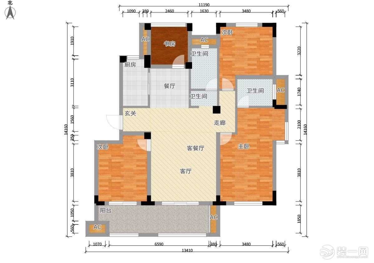 金辉越溪原筑一楼143㎡简约风户型图实景