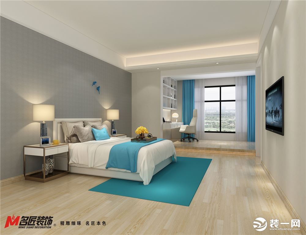 锦绣龙湾别墅400平大户型现代风格装修效果图卧室