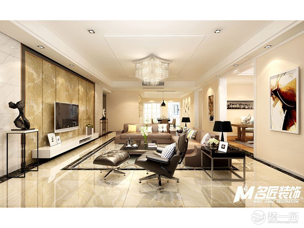 中海龙湾国际现代198平三居室现代风格客厅效果图