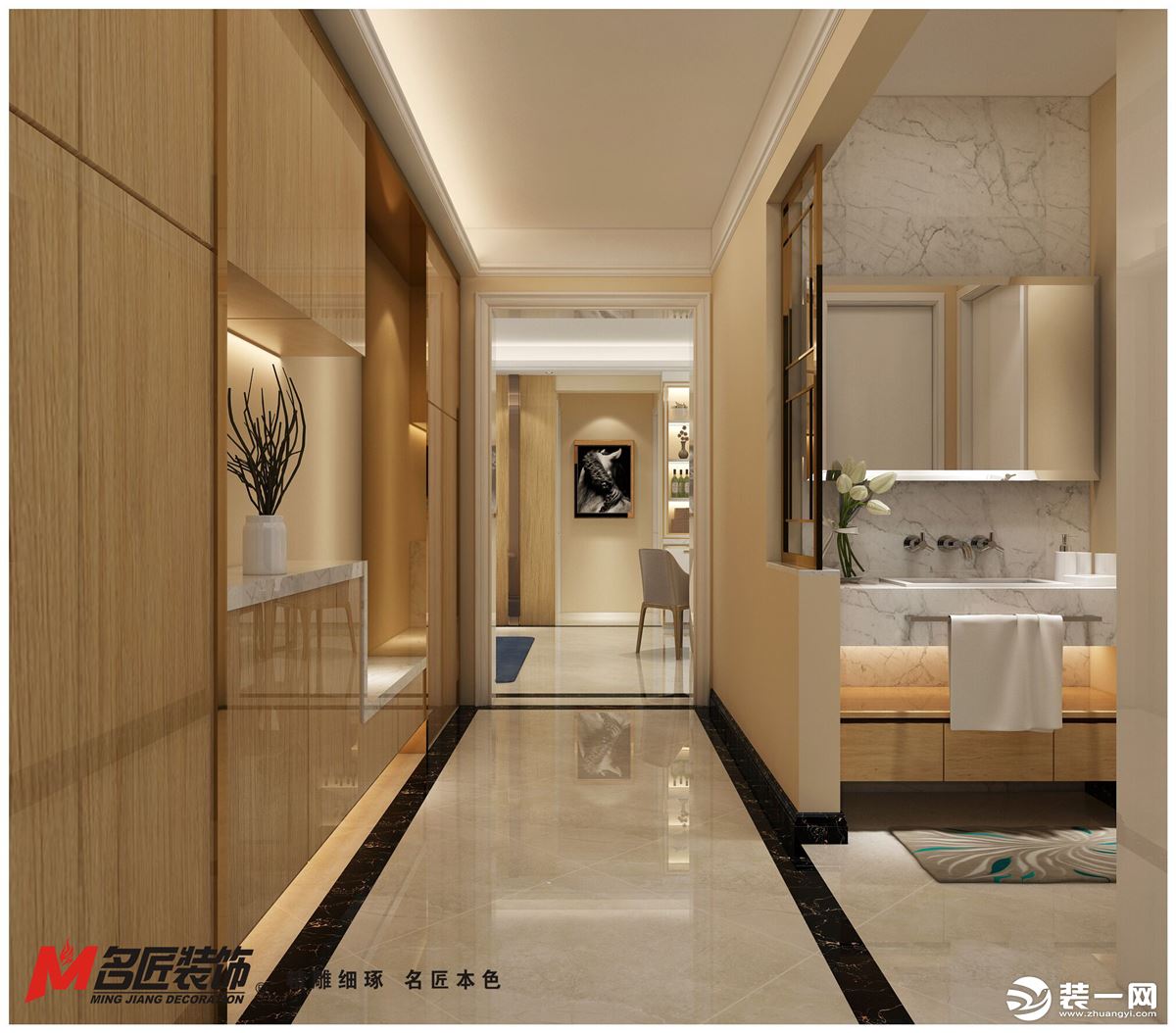 中海锦城现代简约120平三居室装修效果图入户效果图