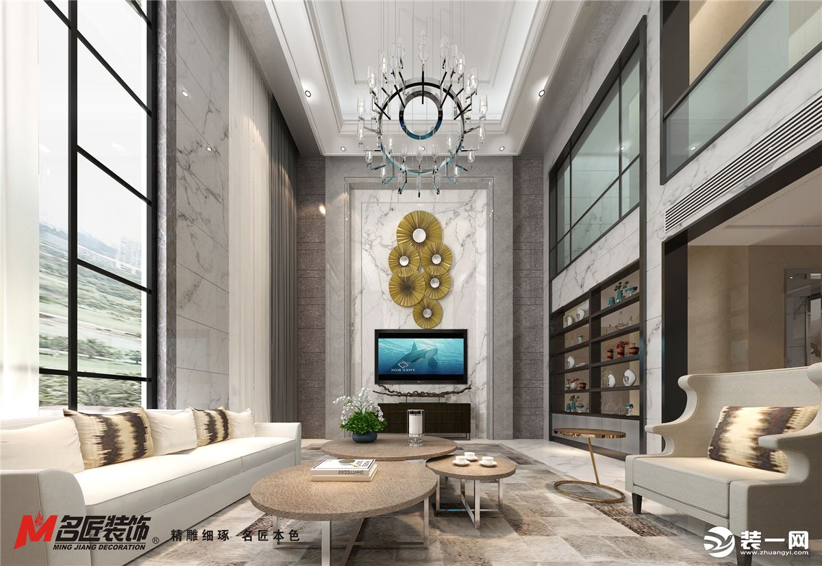 锦绣龙湾别墅现代风格500平装修效果图客厅背景效果图