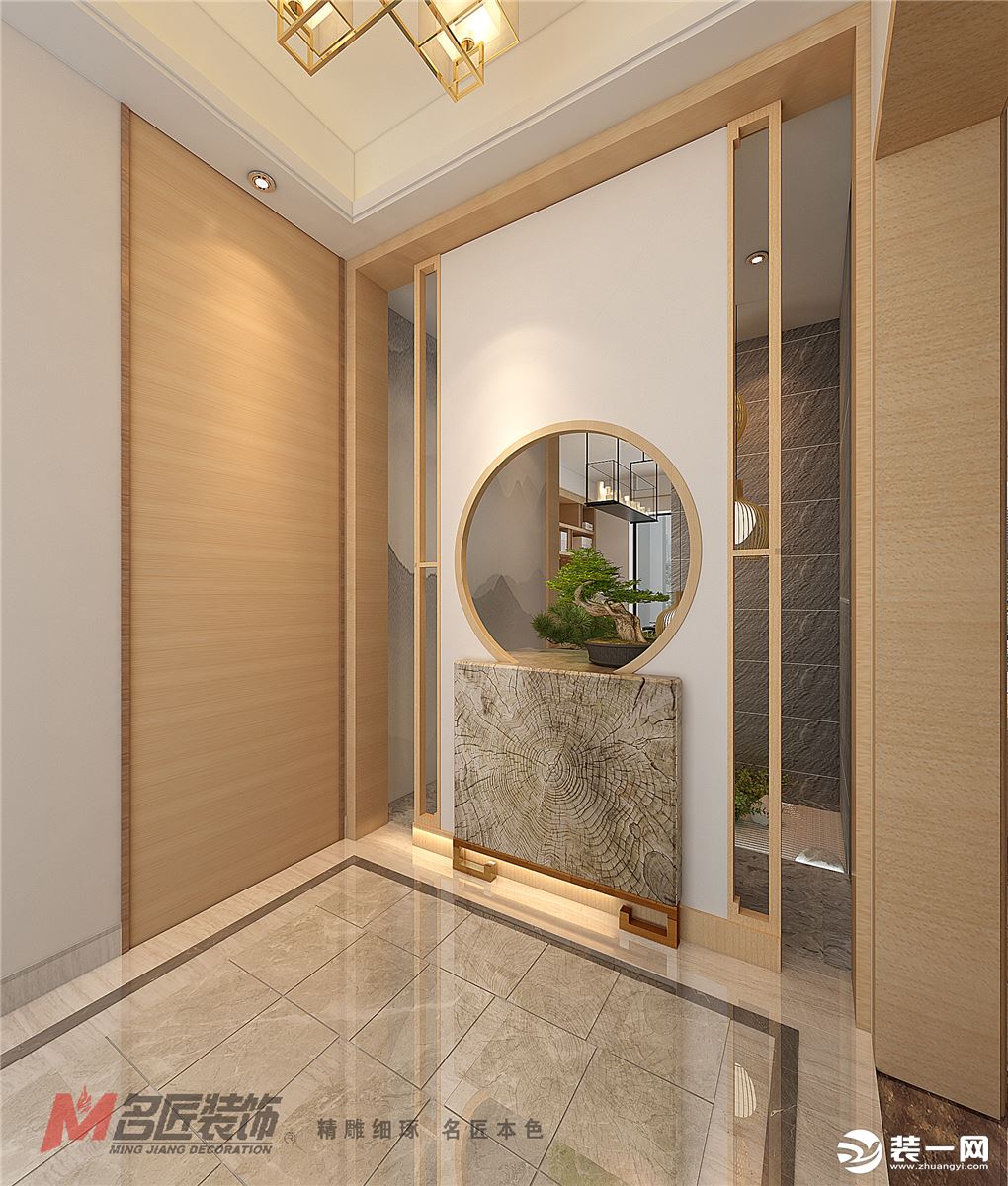 中海龙湾国际新中式250平四居室装修效果图入户效果图