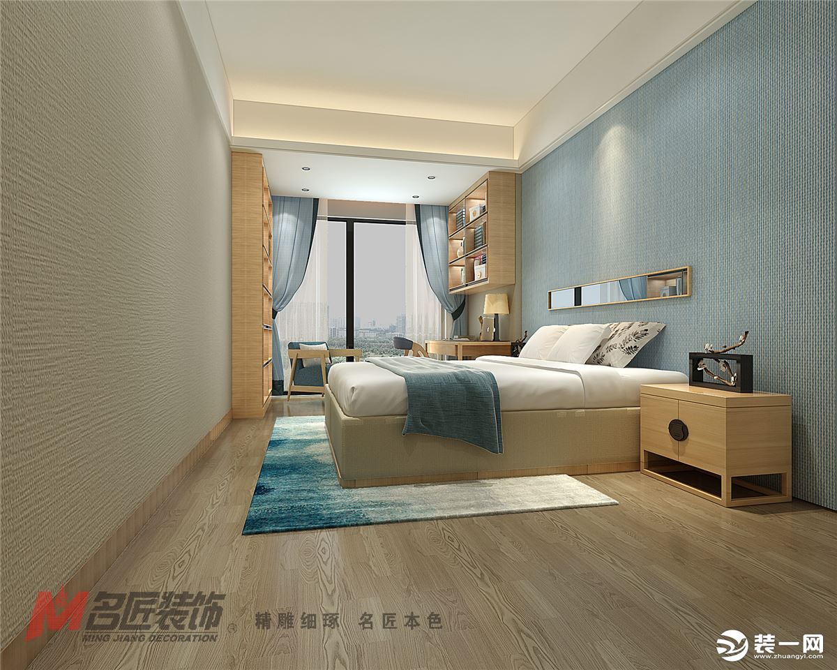 中海龙湾国际新中式250平四居室装修效果图卧室效果图