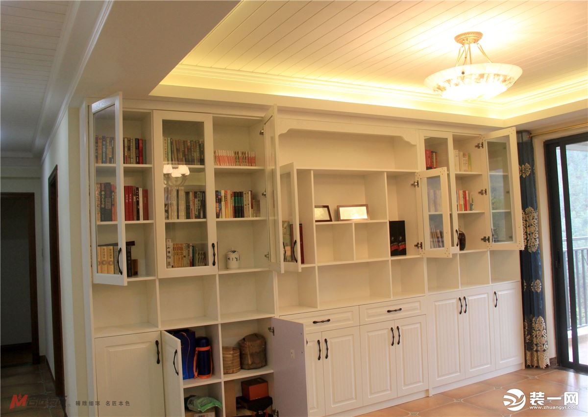 凯茵又一城美式风格180平四居室装修效果图书柜实景