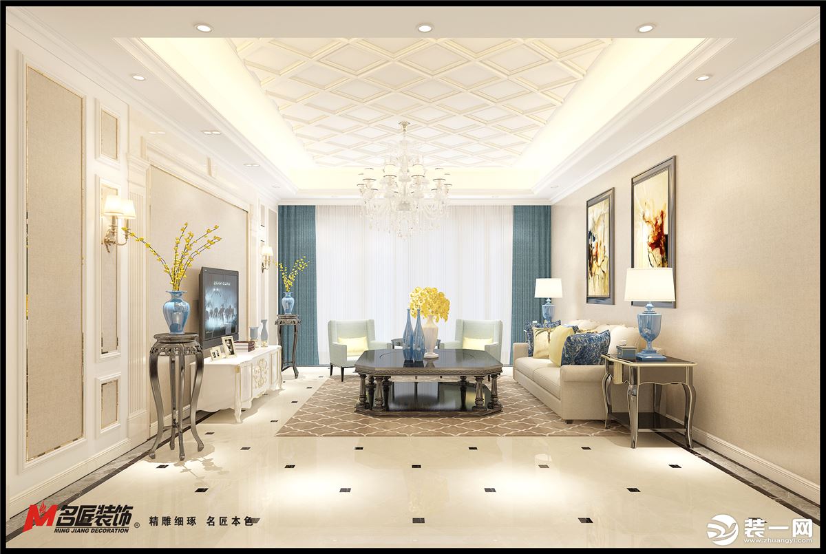 中海龙湾别墅欧式风格195平装修效果图客厅效果图
