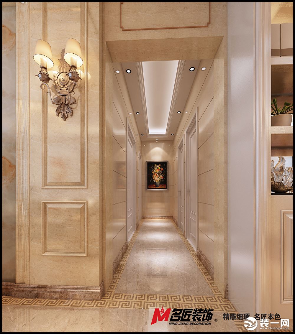 梵登现代欧式180平四居室装修效果图过道效果图