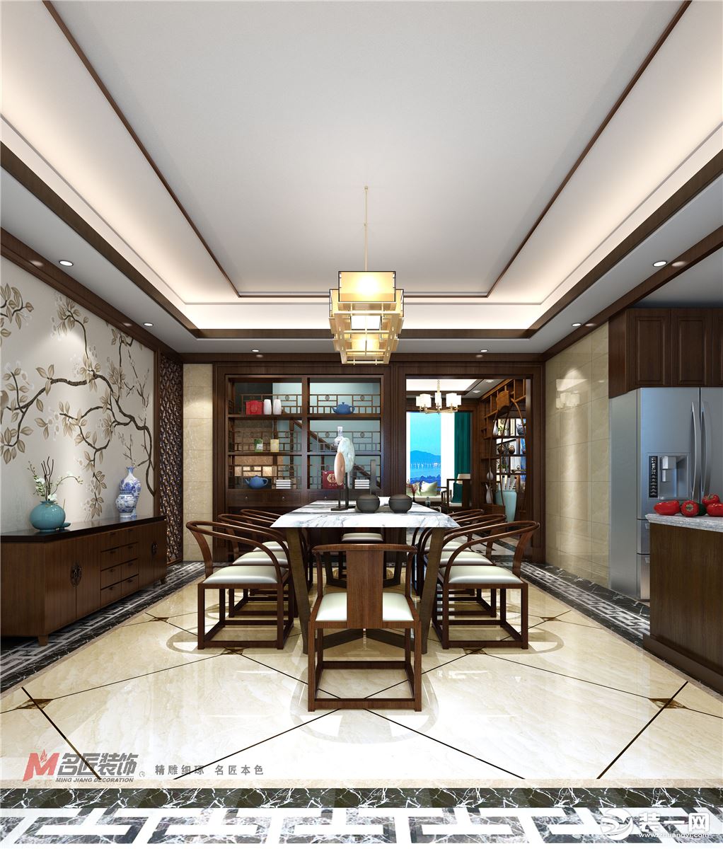 锦绣龙湾别墅新中式500平装修效果图餐厅效果图
