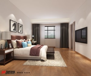 锦绣龙湾别墅400平大户型现代风格装修效果图卧室