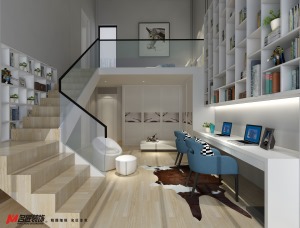 锦绣龙湾别墅400平大户型现代风格装修效果图楼梯