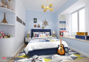御水湾新中式138平四居室装修效果图儿童房效果图