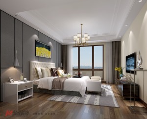 远洋城天曜现代风格124平三居室装修效果图卧室效果图