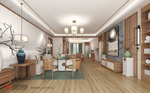 中海龙湾国际新中式250平四居室装修效果图