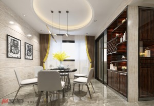 保利国际新中风格140平四居室装修效果图餐厅效果图