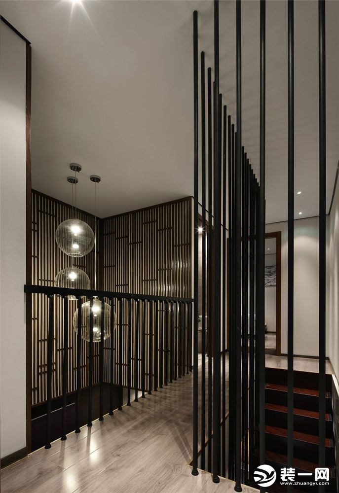 石家庄轻奢装饰天玺名著小区新中式风格装修效果图楼梯