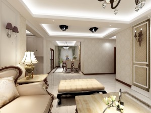 150平米美式风格四居室客厅装修效果图