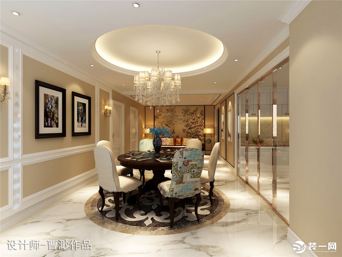 北京红玺台160平米三居室法式风格装修设计效果图造价80万餐厅