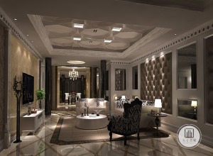 牛驼孔雀城123平米别墅欧式风格装修设计效果图客厅
