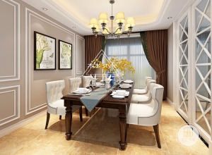 中科紫峰160平米别墅美式风格装修设计效果图餐厅