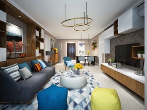 恋日家园95平米三居室小户型现代风格35万装修设计效果图