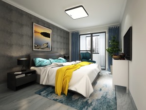 恋日家园95平米三居室小户型现代风格35万装修设计效果图-卧室