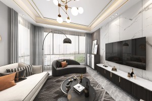 【东易日盛】宝生Midtow-98平米装修-现代轻奢风格设计案例 三居室