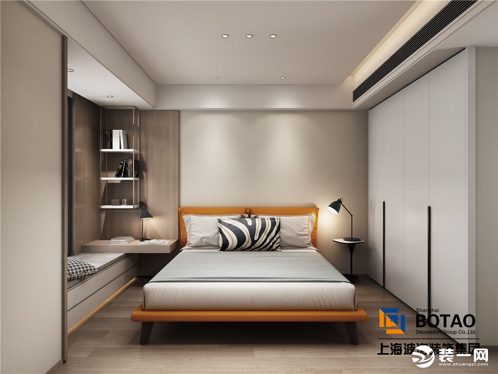 【波涛装饰】绿城玫瑰园130平平层现代风格效果图卧室