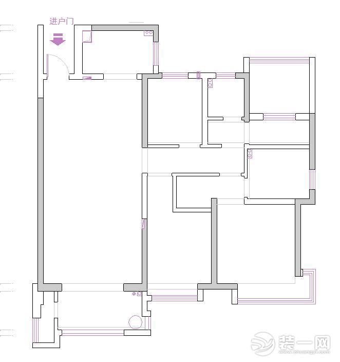 六安万达华府140平方三室居现代风格设计方案户型图