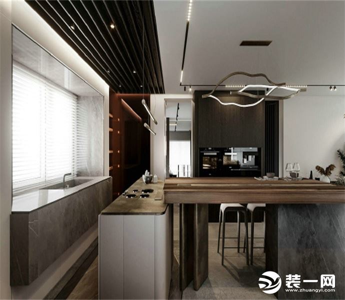 一龙半岛260平复式四居室现代轻奢厨房效果图