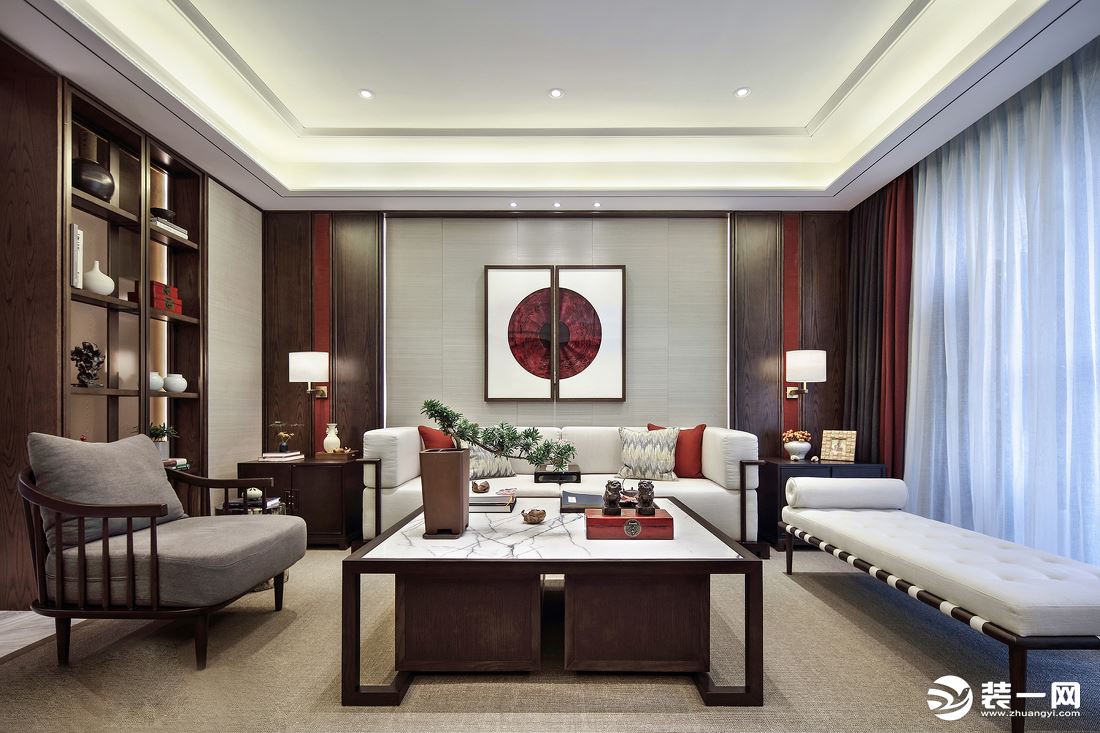 【客厅】佩奇装饰 金科中央御园260m2中式风格案例设计
