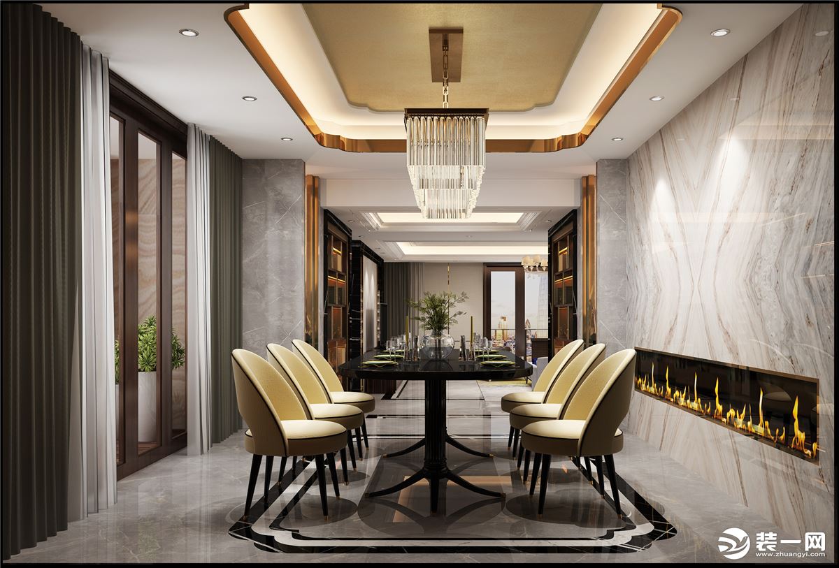 惠州广建南方装饰富力中心500平方轻奢风格中餐厅效果图