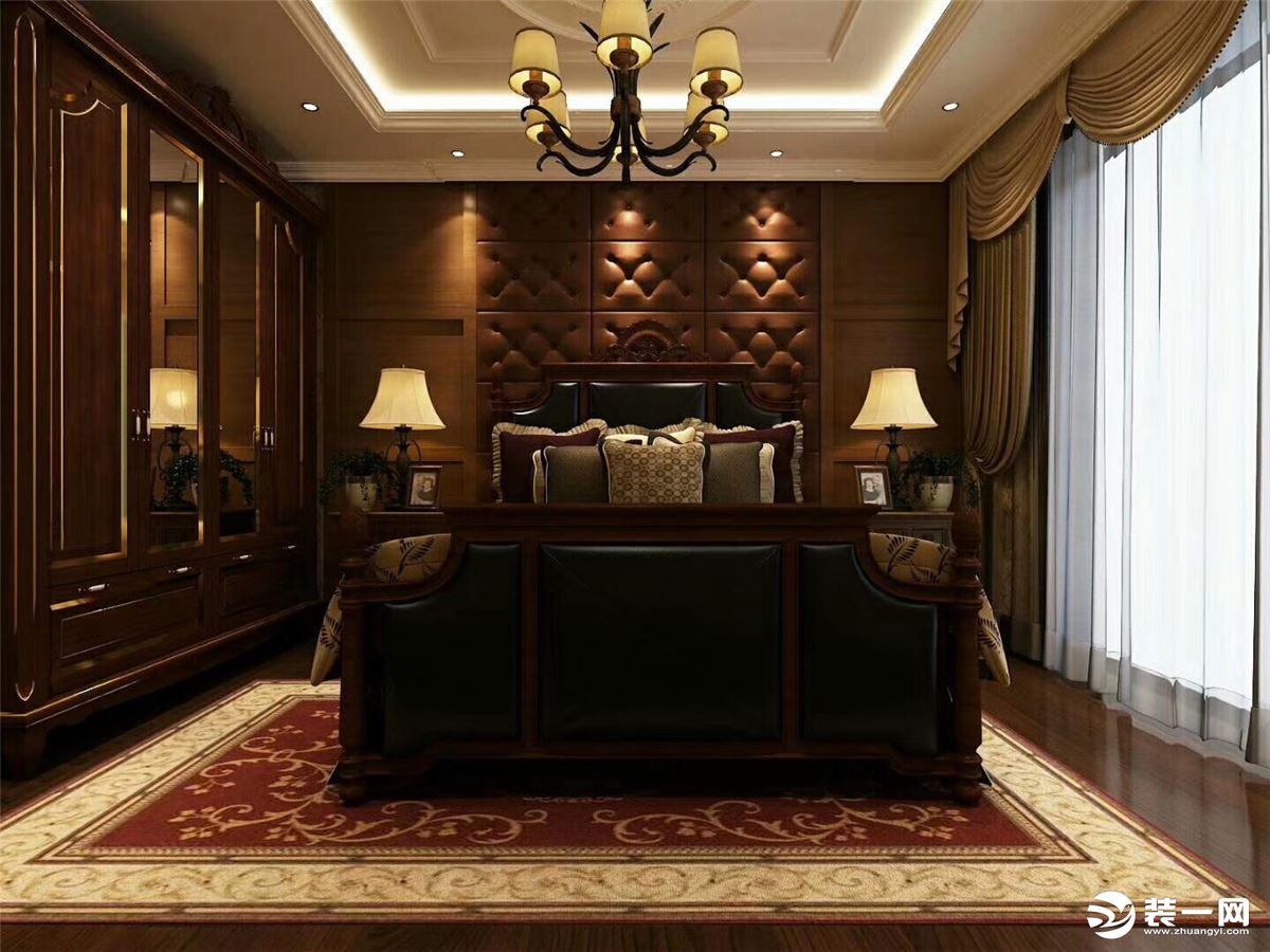 【一家一装饰出品】榆次晋丰一品140平米新中式风格案例卧室效果图
