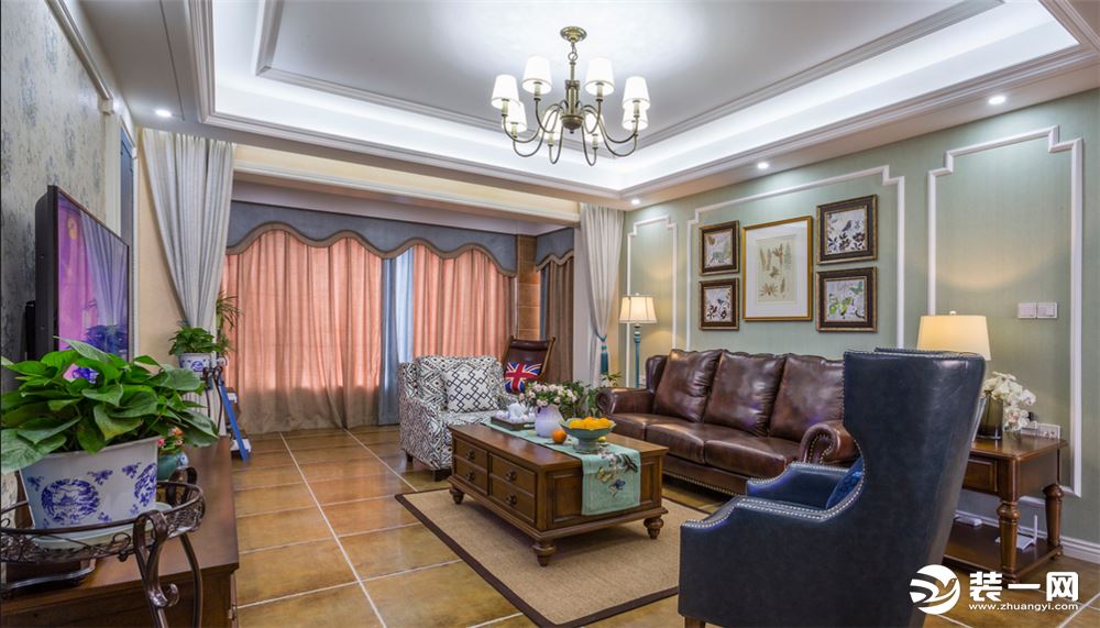 【金伙伴装饰】狮山名门170平 19万 美式风格  四居室  客厅