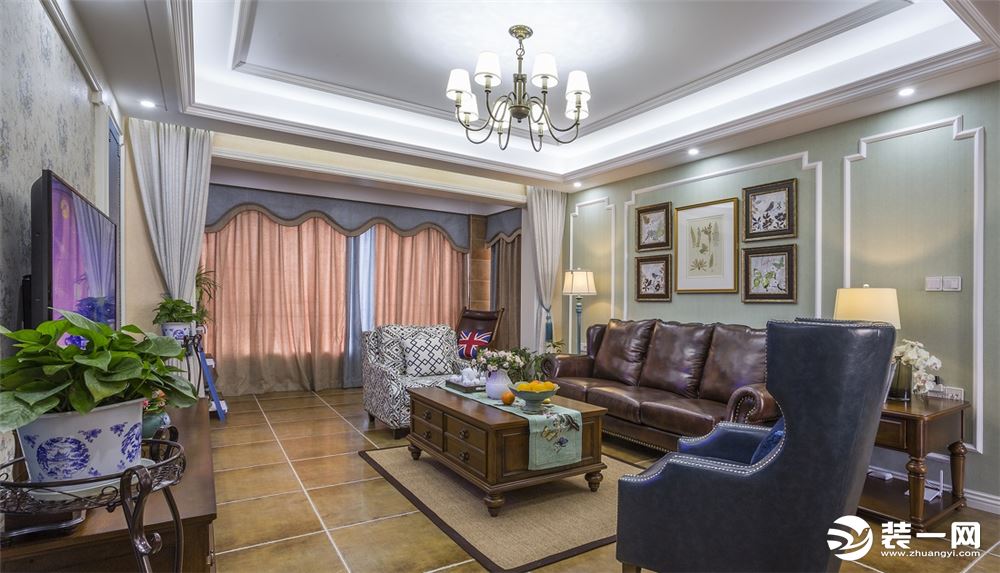 【金伙伴装饰】荷澜庭125平 13万 美式风格  三居室  客厅