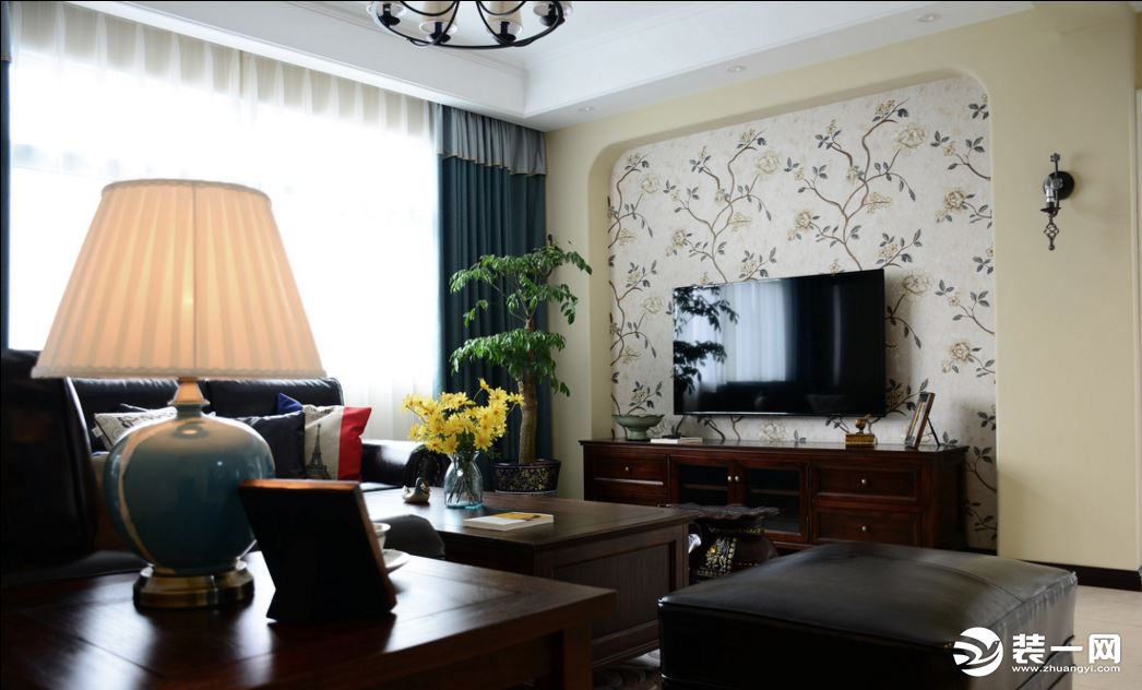 【金伙伴装饰】首开太湖一号113平  12万  美式风格  三居室  客厅以及电视背景墙