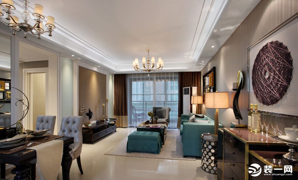【金伙伴装饰】世贸瀚河苑189平   22万   新古典风格  三居室  客厅