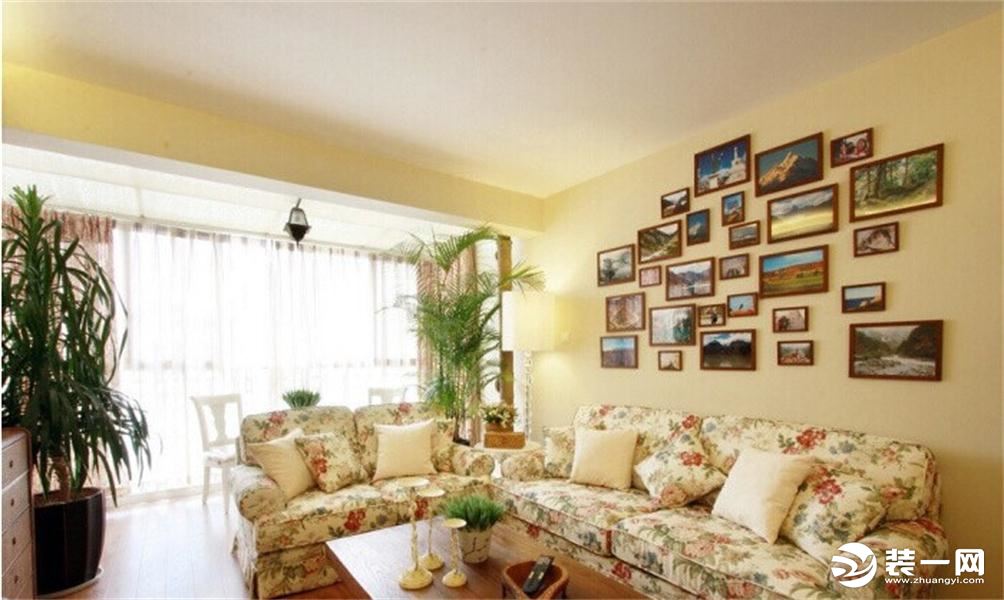 【金伙伴装饰】中海御景湾125平  田园风格    13万   三居室  客厅以及沙发背景墙