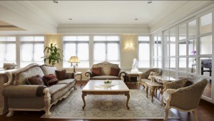 【金伙伴装饰】荷澜庭125平 14万 美式风格  三居室  客厅