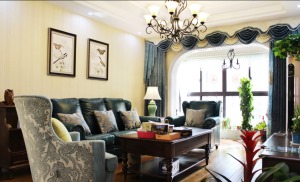 【金伙伴装饰】狮山名门110平 11万 美式风格  三居室  客厅