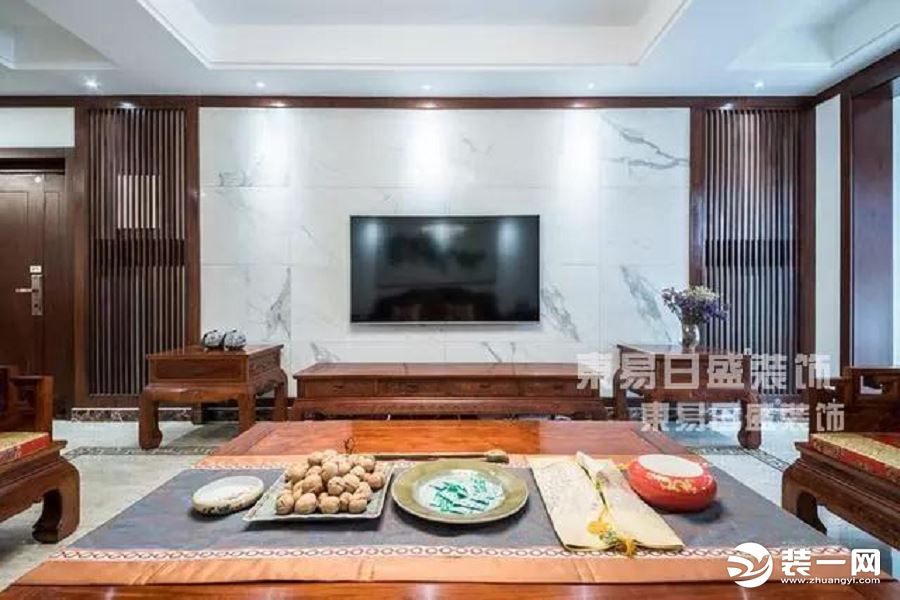 【重庆东易日盛装饰】棕榈泉+230㎡+新中式风格——客厅