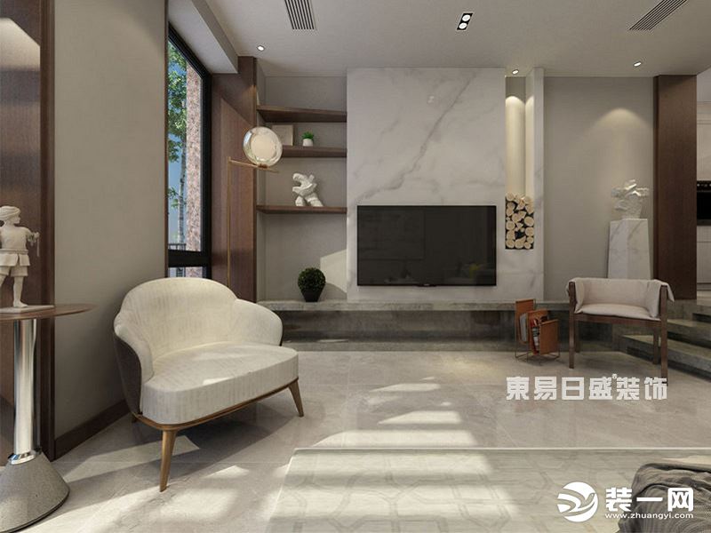 【重庆东易日盛】两江新宸185平米现代中式风格-客厅装修效果图