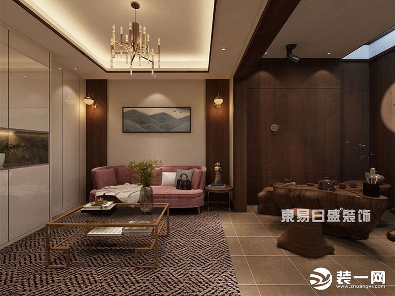 【重庆东易日盛】两江新宸185平米现代中式风格-客厅装修效果图