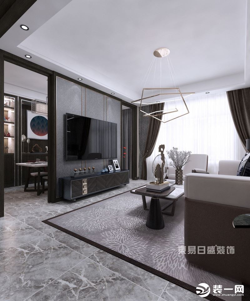 【重庆东易日盛】142平米新中式风格-客厅装修效果图