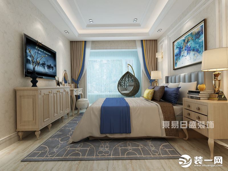 【重庆东易日盛】118㎡美式风格-卧室装修效果图
