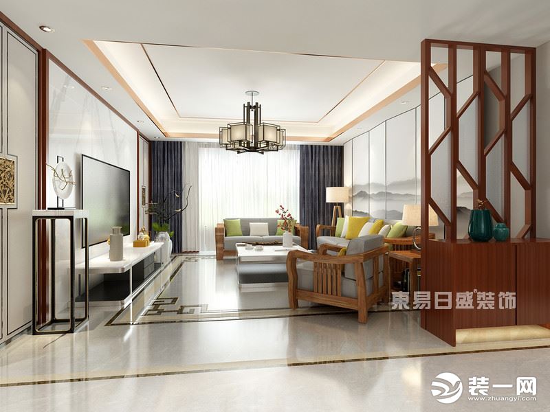 【重庆东易日盛】110平米新中式风格-客厅装修效果图
